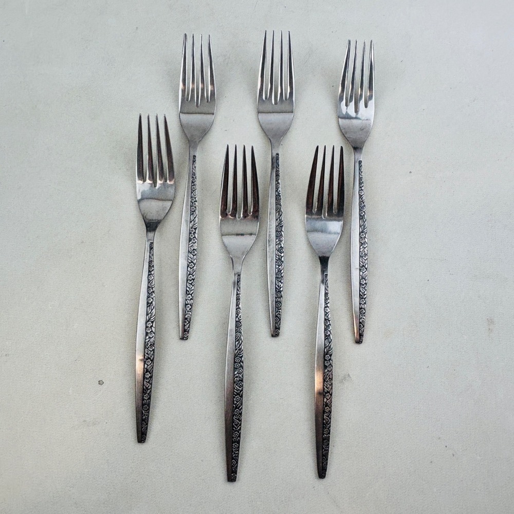 Bouquet by Coventry Dinner Fork Set of 6 JH Stainless Japan Floral Flatware